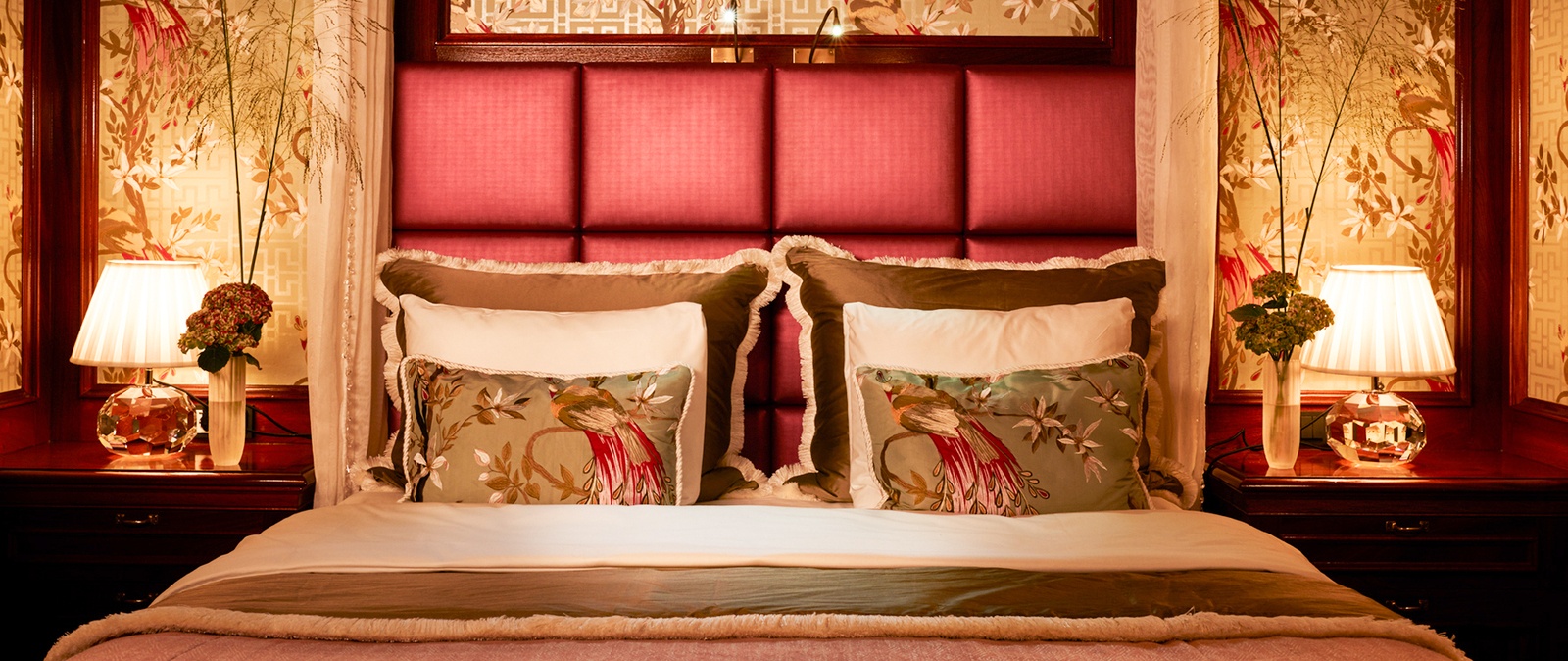 Luxurious bed at The Pink Suite at Luxury Hotel Estheréa